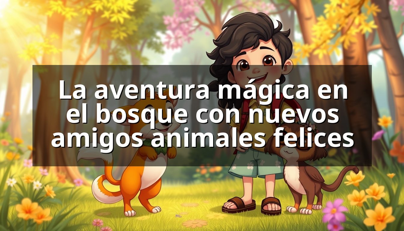 La aventura mágica en el bosque con nuevos amigos animales felices