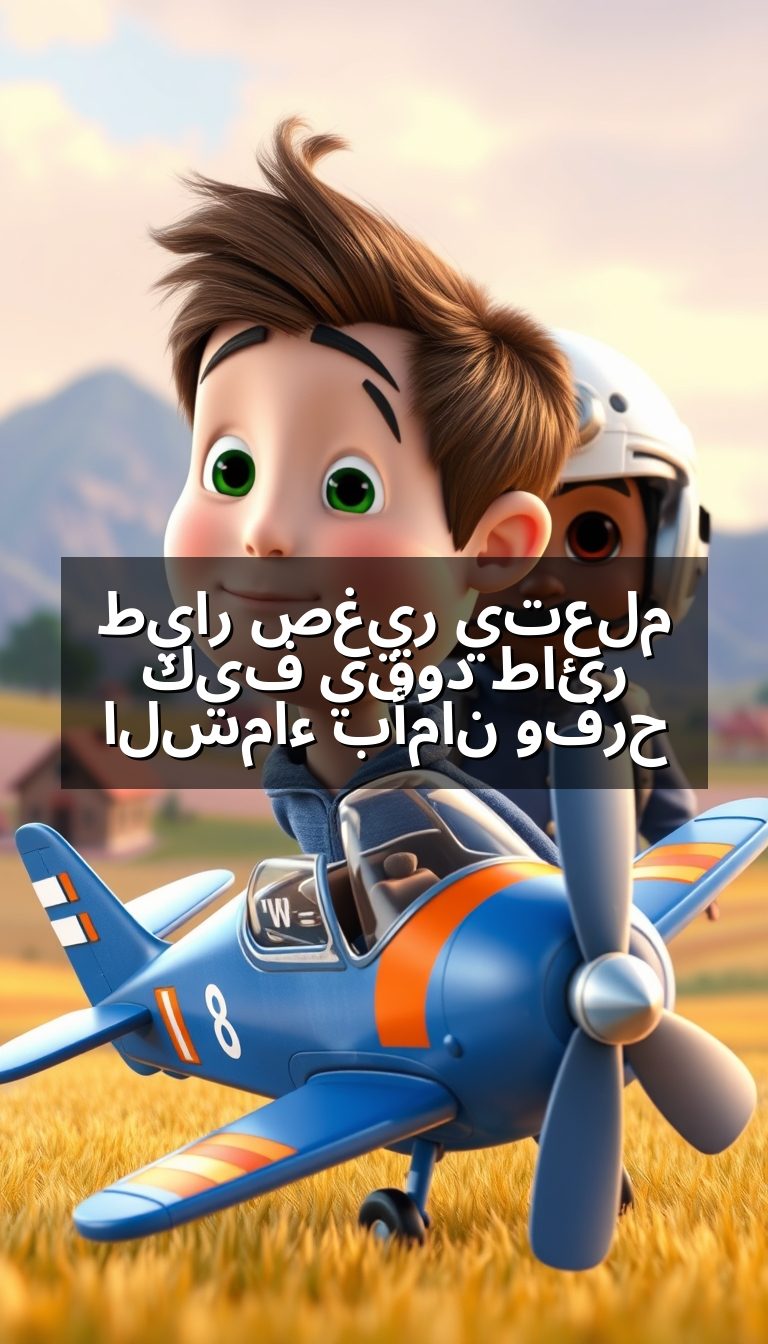 طيار صغير يتعلم كيف يقود طائر السماء بأمان وفرح